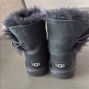 UGG Black Suede Boots with Fur Trim